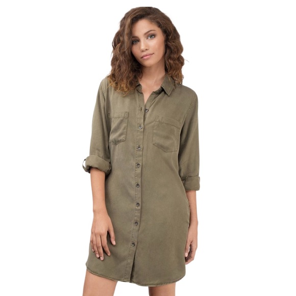 Thread & Supply Lyocell ANNALISE SHIRT
Olive Green Button-Up Shirt tunic - Picture 1 of 13